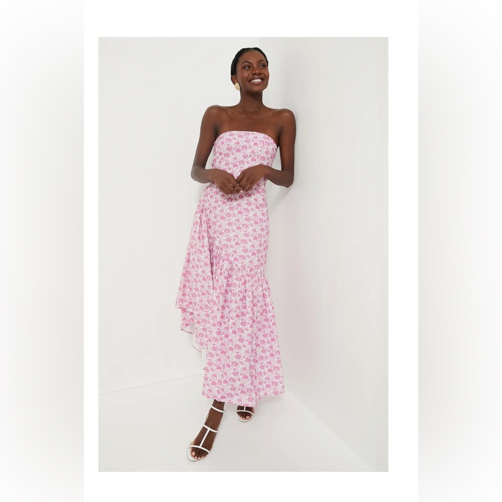 Tuckernuck Pink Ruched Strapless Sundress